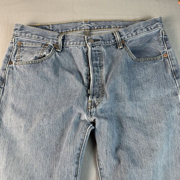 Levi's 501xx Jeans Mens 36x29 Straight Leg Button Fly Blue Denim Distressed - Picture 10 of 16